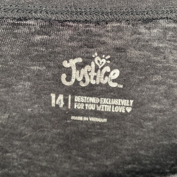 Justice Girls Black Short Sleeve Girls Unite Graphic Tee Shirt size 14 - Picture 3 of 6